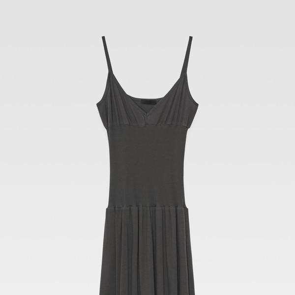 Ribbed Ruffle Strap Dress (charcoal)