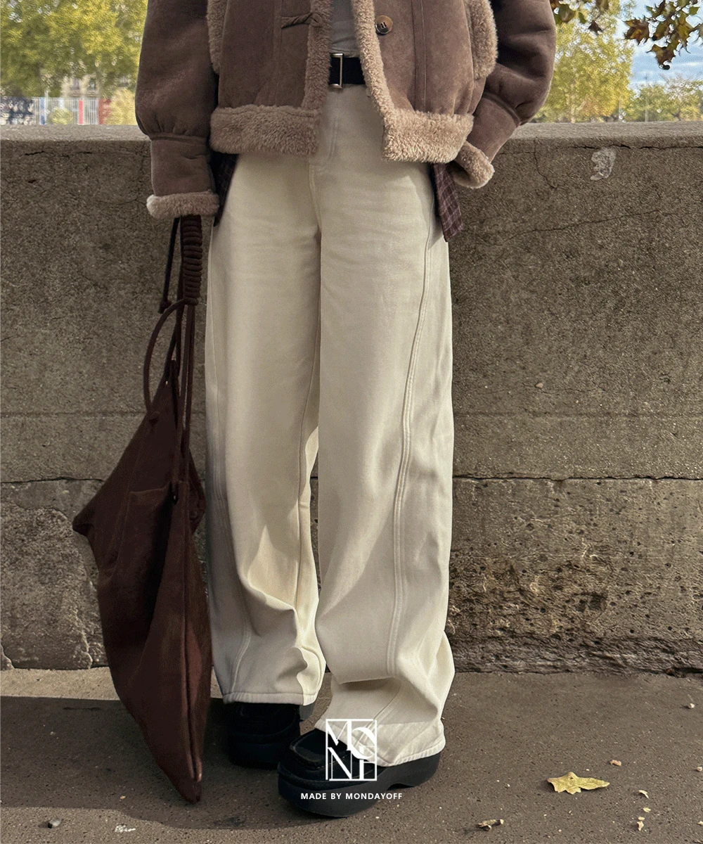 #MONMADE. 캠벨 커브드 코튼 와이드 팬츠 (3moment) - 2color