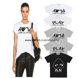 여성 꼼데가르송 PLAY 로고 반팔티셔츠