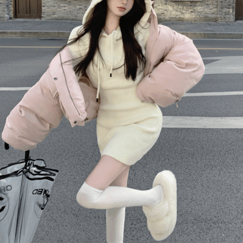 [겨울신상/겨울패딩] 데일리 스트링 빵빵 숏 크롭 긴팔 패딩 가을 겨울 신상 하객룩 데이트룩 캠퍼스룩 연말룩 파티룩