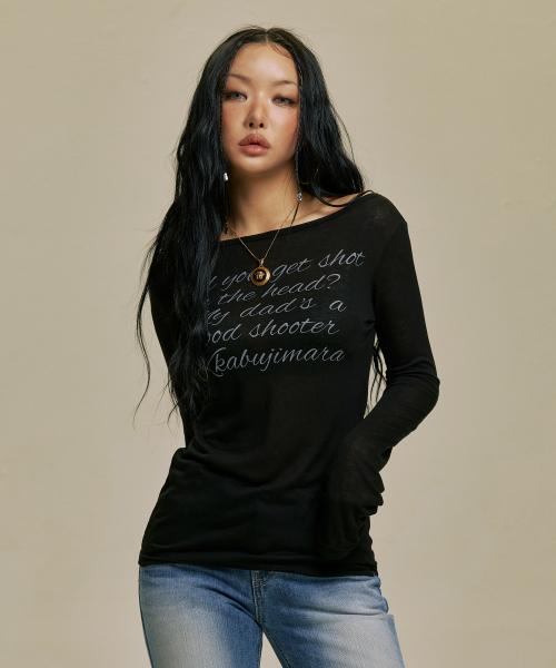 LETTERING SHEER LONG SLEEVE_BK