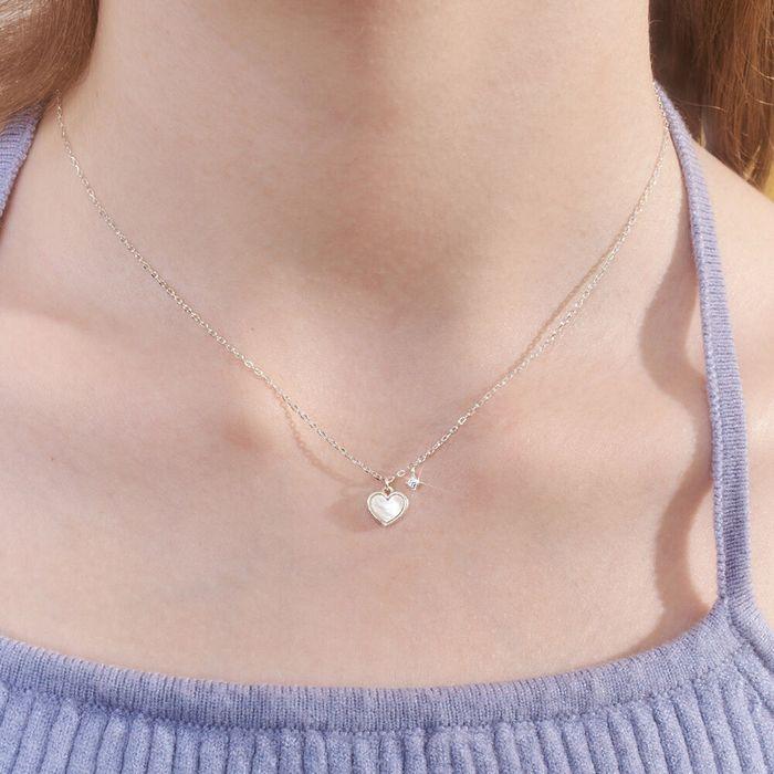 [silver925][아이브 리즈 착용] ami heart cubic necklace