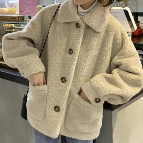 {가성비값/데일리템} 넥카라 단추 양털 후리스 자켓/40657837