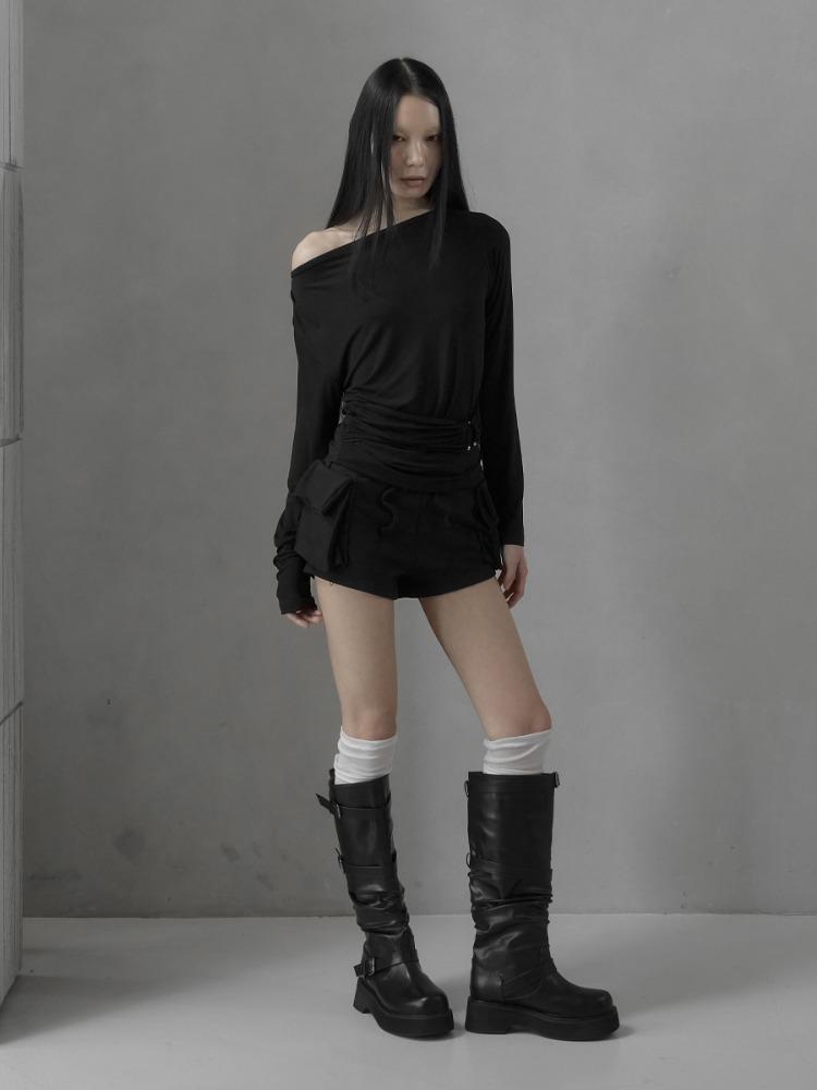 4th) [mnem] Billowy Cargo Shorts (black)