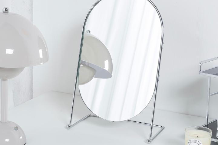 메탈 스탠드 노프레임 탁상 거울 미드센추리 라운드 각도조절 화장대 거울