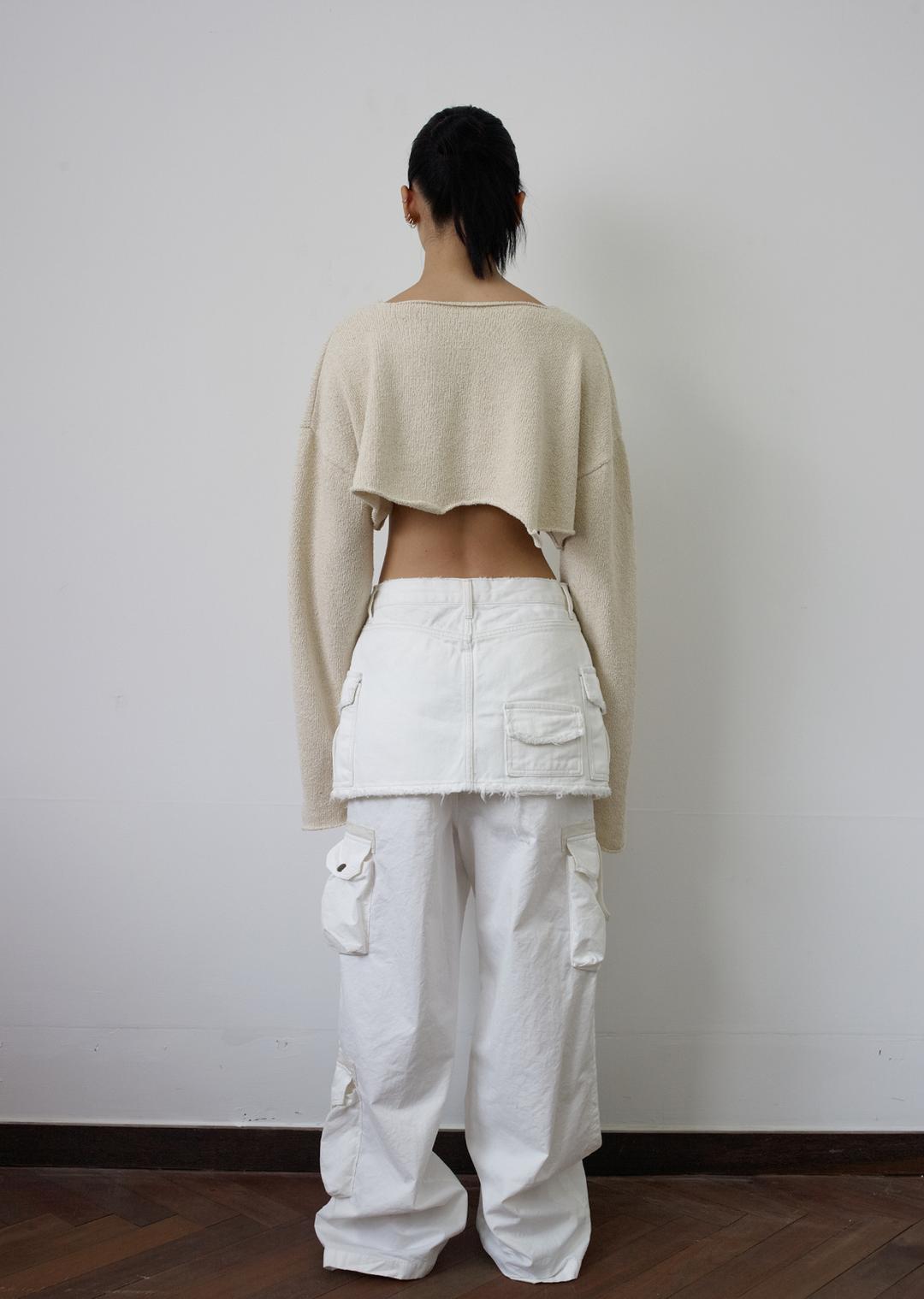 WASHED CARGO PANTS IVORY