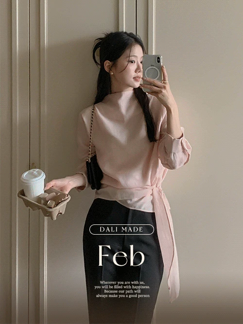 [made]페브 드레이프 랩 벨트 블라우스(하객룩/출근룩/데일리룩)