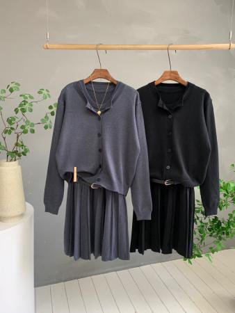 이런 상품 어때요? 당일발송수량오픈[겨울/무배] 린느 니트 투피스 세트 민소패 플리츠 원피스 루즈핏 가디건 2컬러