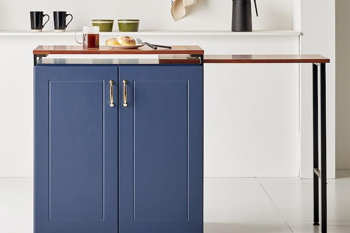 쿠폰가 182,166원 / 뉴블 확장형 홈바 800 수납 아일랜드 식탁 바테이블