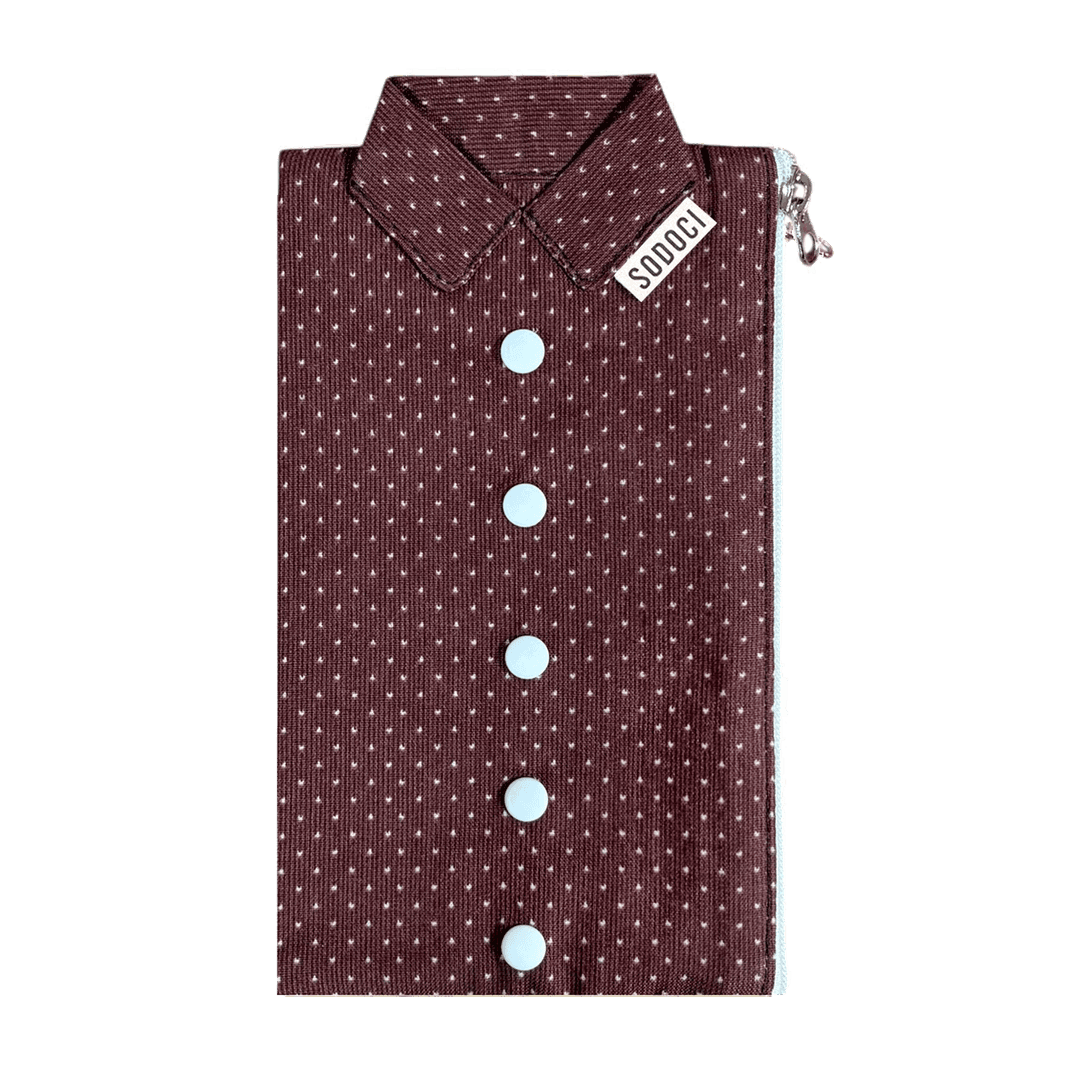 BURGUNDY DOT SHIRTS POUCH M