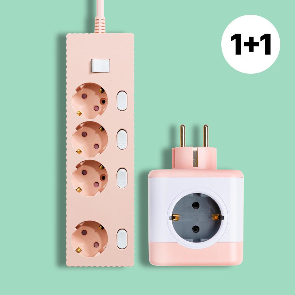 웨이브+파워큐브V2 개별 4구 6구 멀티탭 세트 멀티콘센트 디자인 연장선 절전 멀티코드