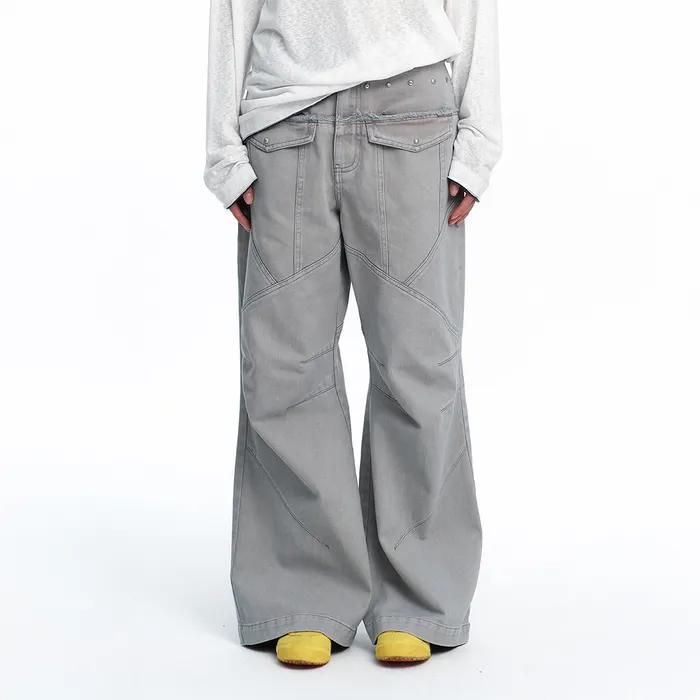 Washing Panel Stitch Pants Gray