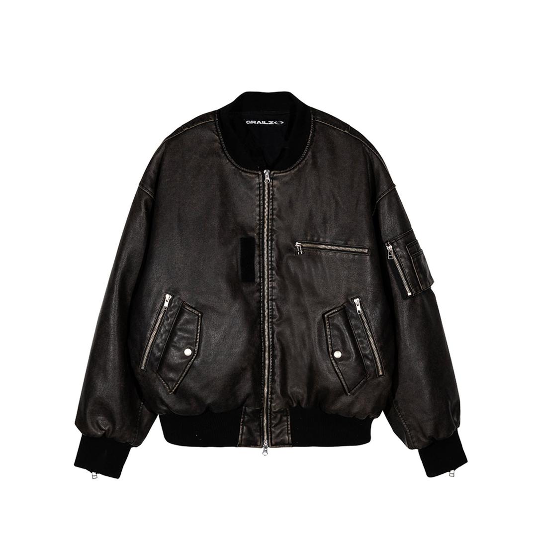 [3월 05일 예약발송] MULTI ZIPPER BOMBER LEATHER JACKET [BLACK]