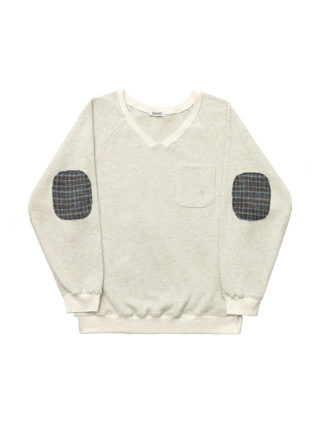 CHECKED PATCH SWEATSHIRT (OATMEAL)