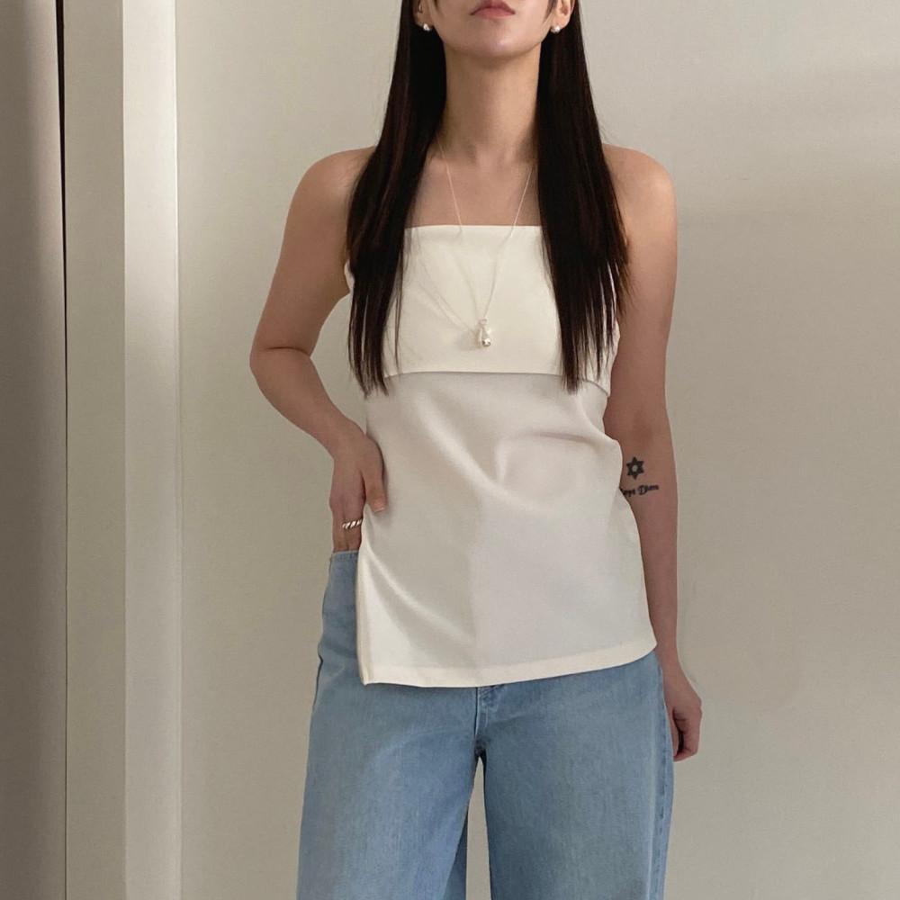 [오픈 튜브 탑] 2컬러 오프숄더 휴가룩 언발 레이어드