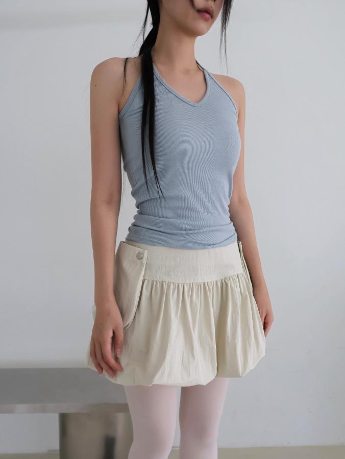 프롬뮤즈 ribbed halter sleeveless