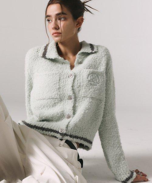 BUTTON  POCKET KNIT JACKET MINT