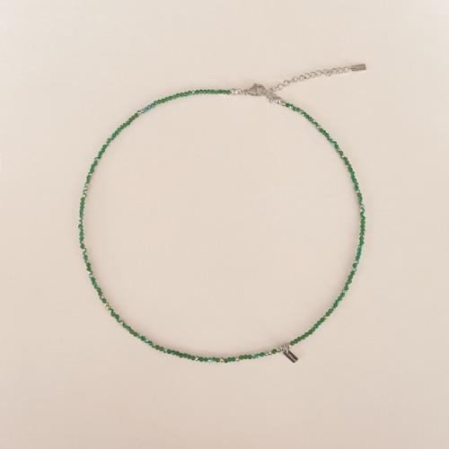 써지컬스틸 오로라 그린 초커 한줄 비즈 목걸이