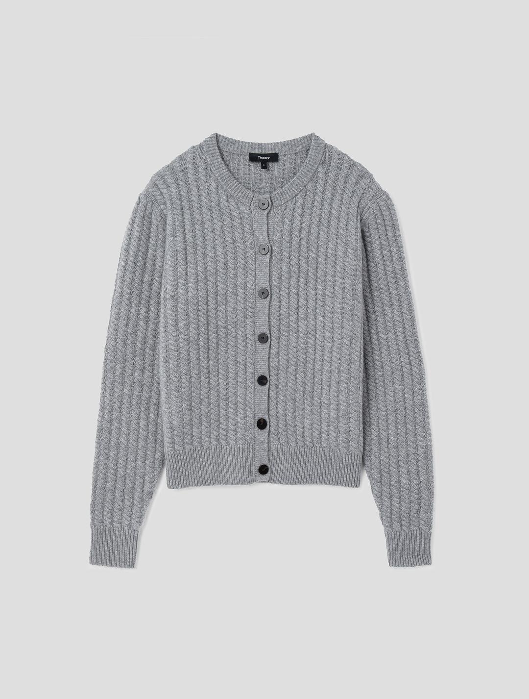 Women Cashmere Cable Knit Cardigan - Husky