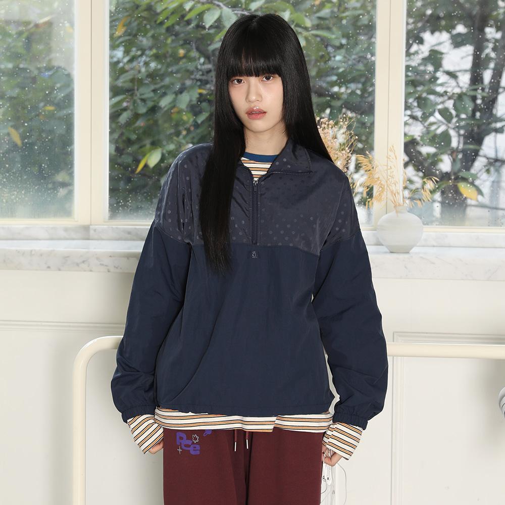 DOT NYLON HALF ZIP UP (NAVY)