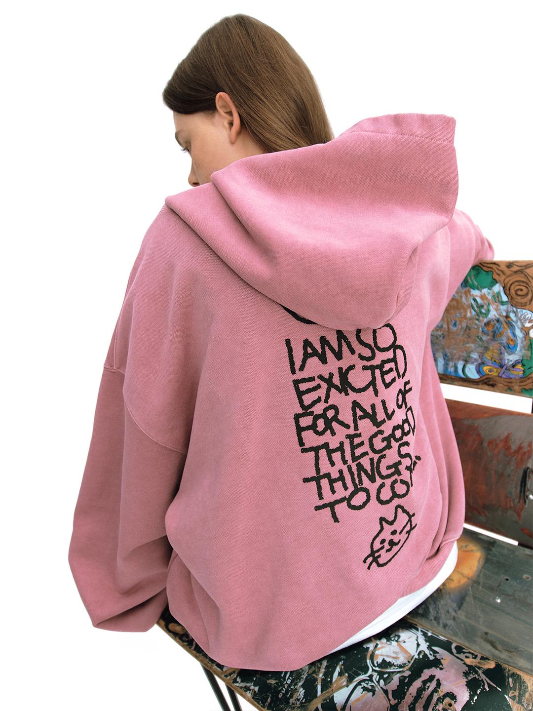 심볼 로고 드로잉 레터링 다잉 후드 PINK