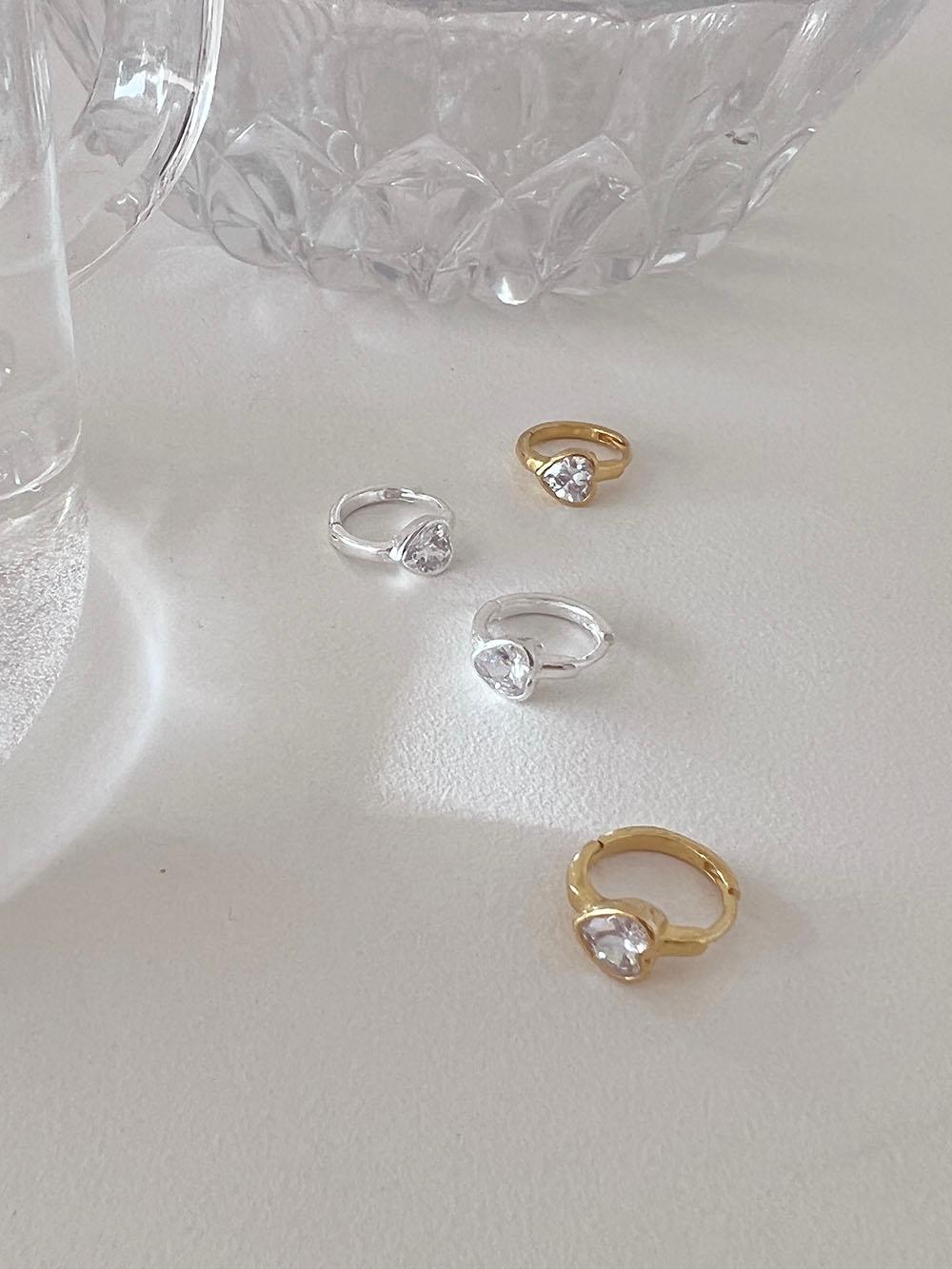 로망 하트 큐빅 원터치 귀걸이