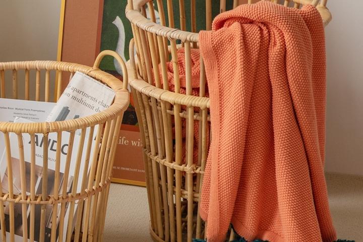 라탄 빨래 세탁 바구니 햄퍼