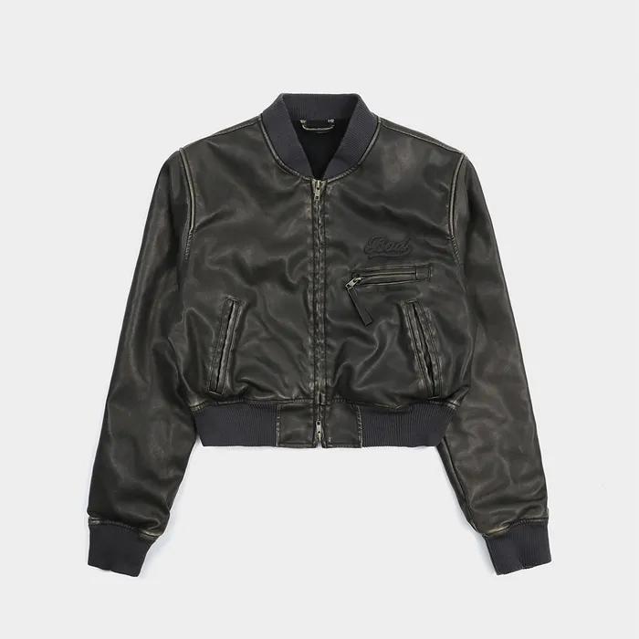 [w-jkt25-002] 레더 ma-1 자켓 - 워시드블랙