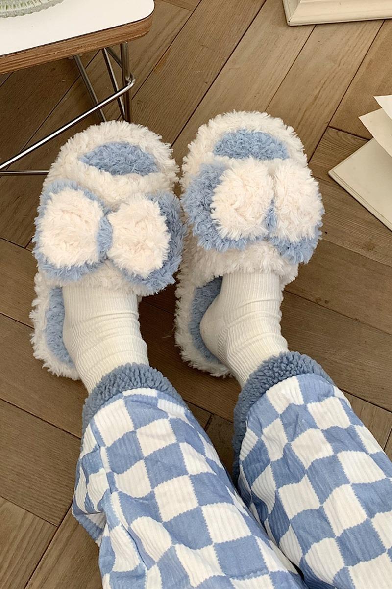 [홈슬리퍼 겨울ver] 체드 배색 리본 홈슬리퍼