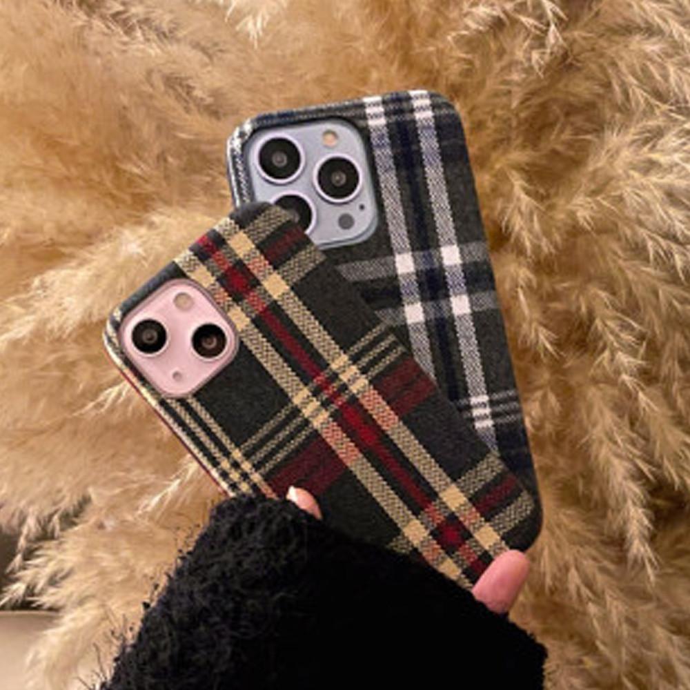 패브릭 모직 체크 패턴 케이스 아이폰13 미니