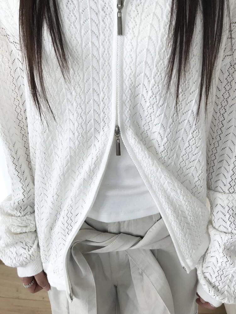 튜프티 mesh collar zip-up