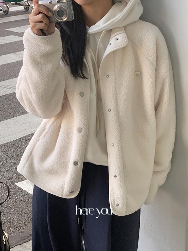 유리에 [here you] 비숑 후리스 jacket - 2color (덤블자켓/플리스/시어링/겨울아우터/실버참/캐주얼/데일리)