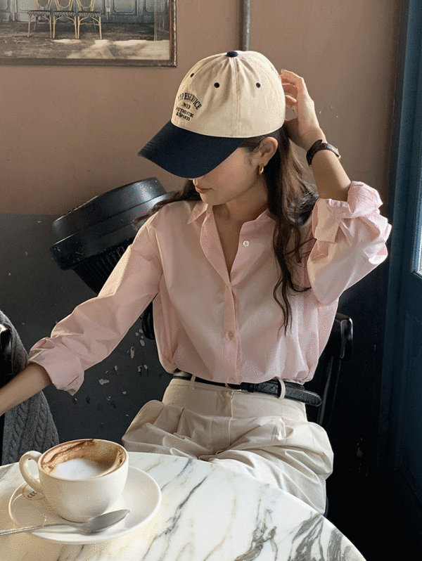 [lé moir] Baby pink Cotton Shirt