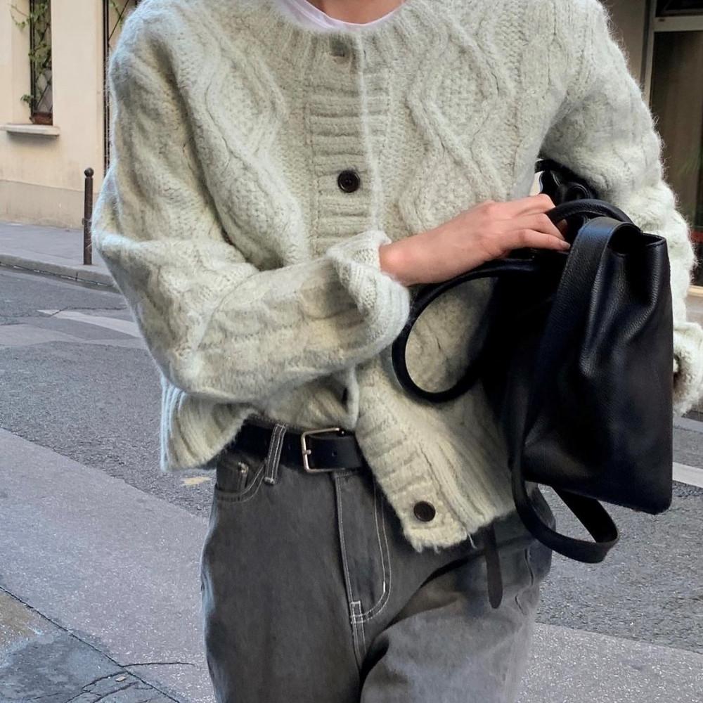 오버테이크 오브 꽈배기 가디건 여성 가을겨울 피셔맨 케이블 알파카 니트 투웨이 아이보리