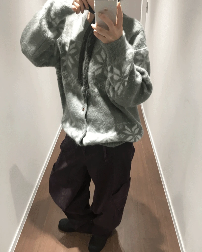 [MD추천]플러피 스노우 노르딕 가디건 (4color)