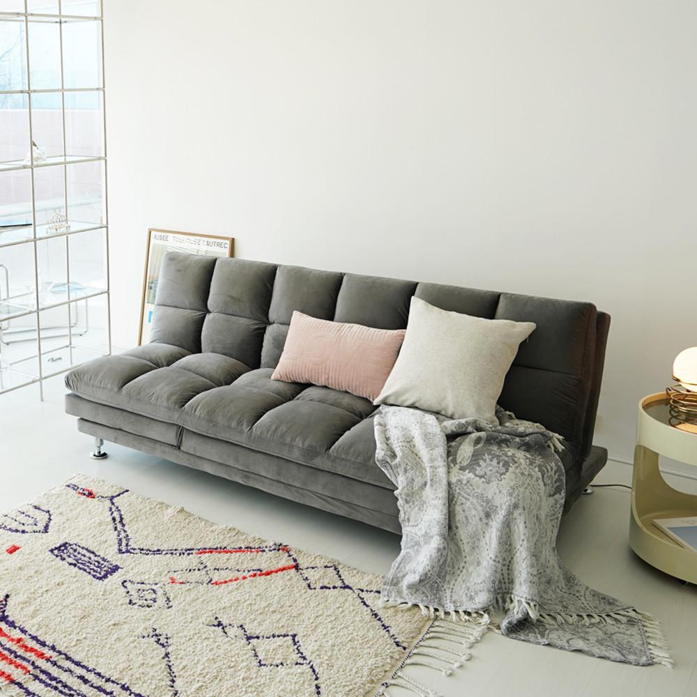 밀랑 애플 벨벳 패브릭 3인용 소파베드