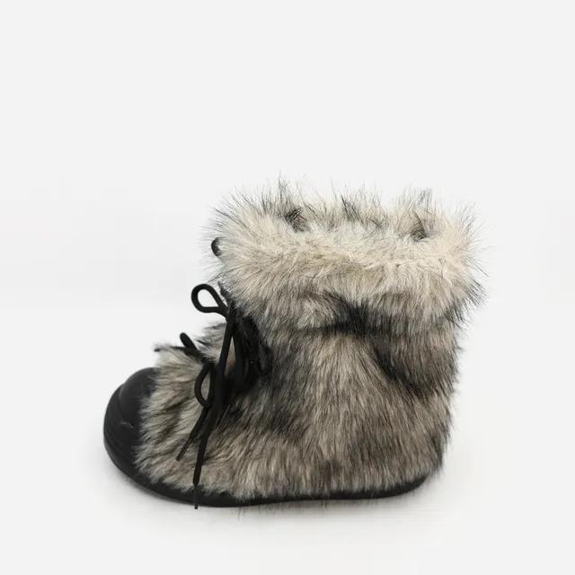 BLACK RIBBON FUR BOOTS