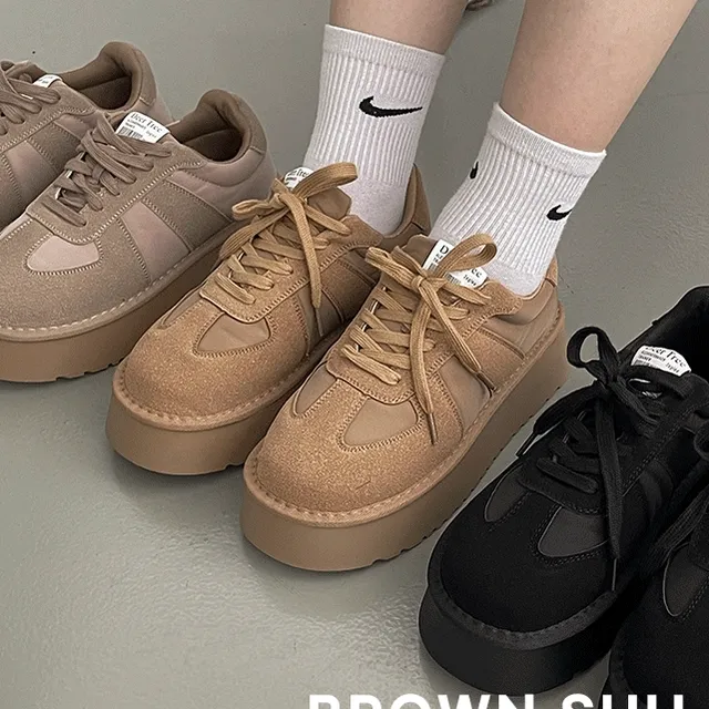 ❤당일배송❤ 2타입 스웨이드 레이스업 통굽 로퍼 스니커즈