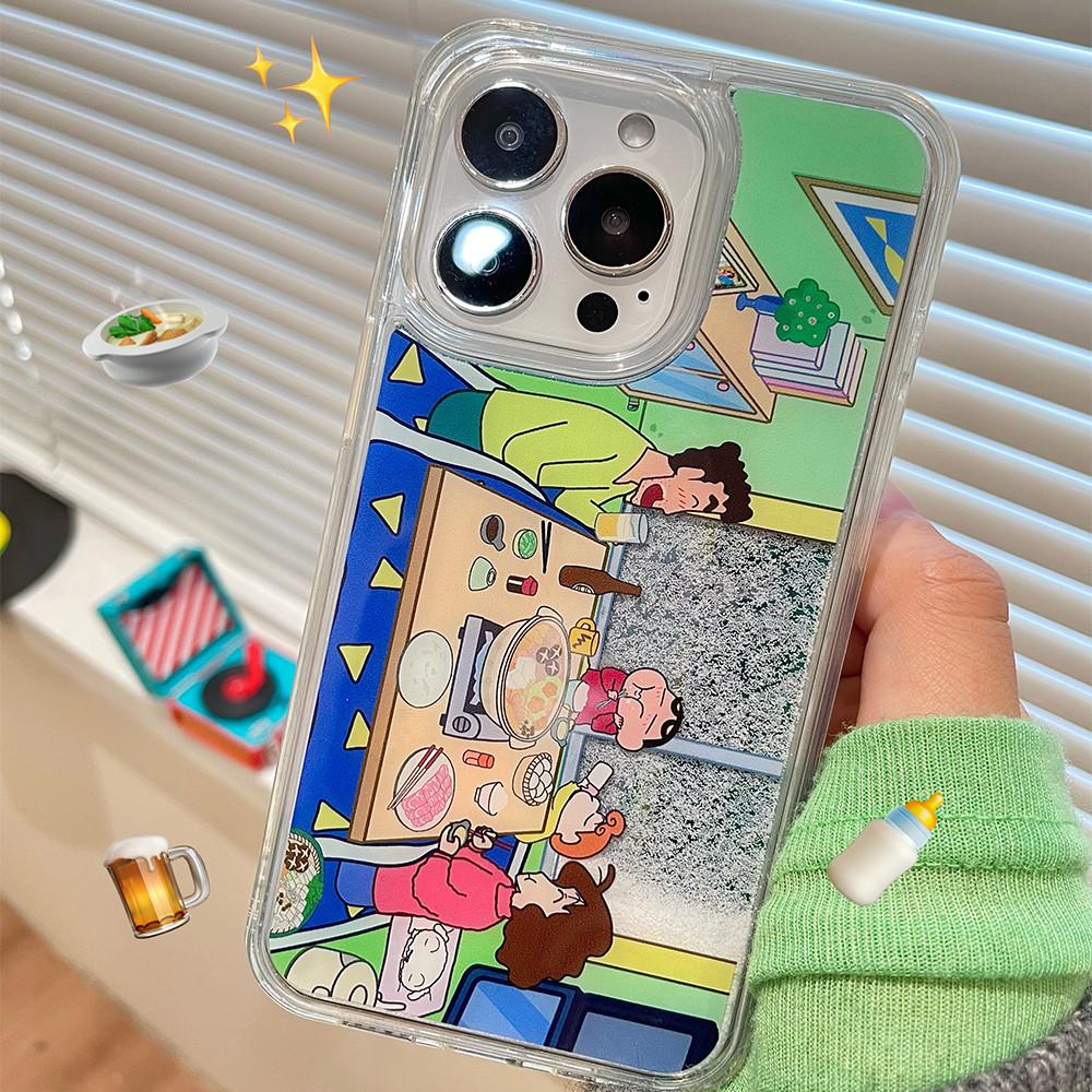 아이폰케이스 창문 눈내리는 짱구 샤브샤브