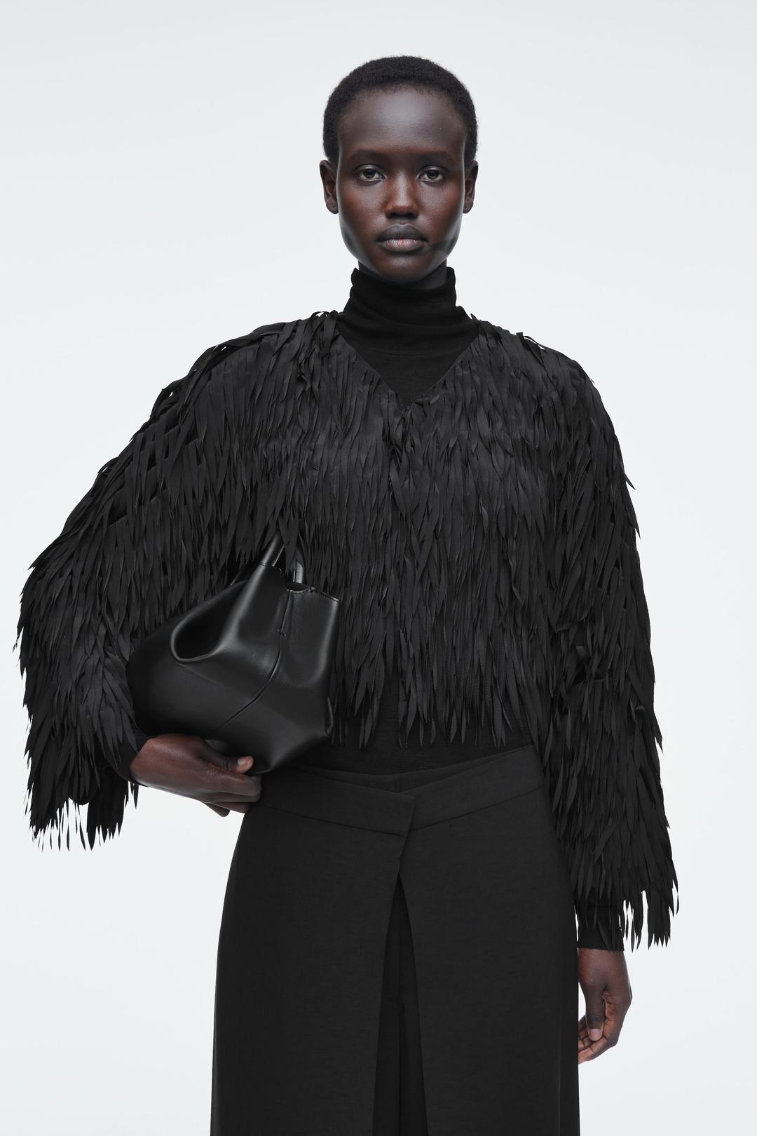 VESTE BOLÉRO FRANGÉE - NOIR