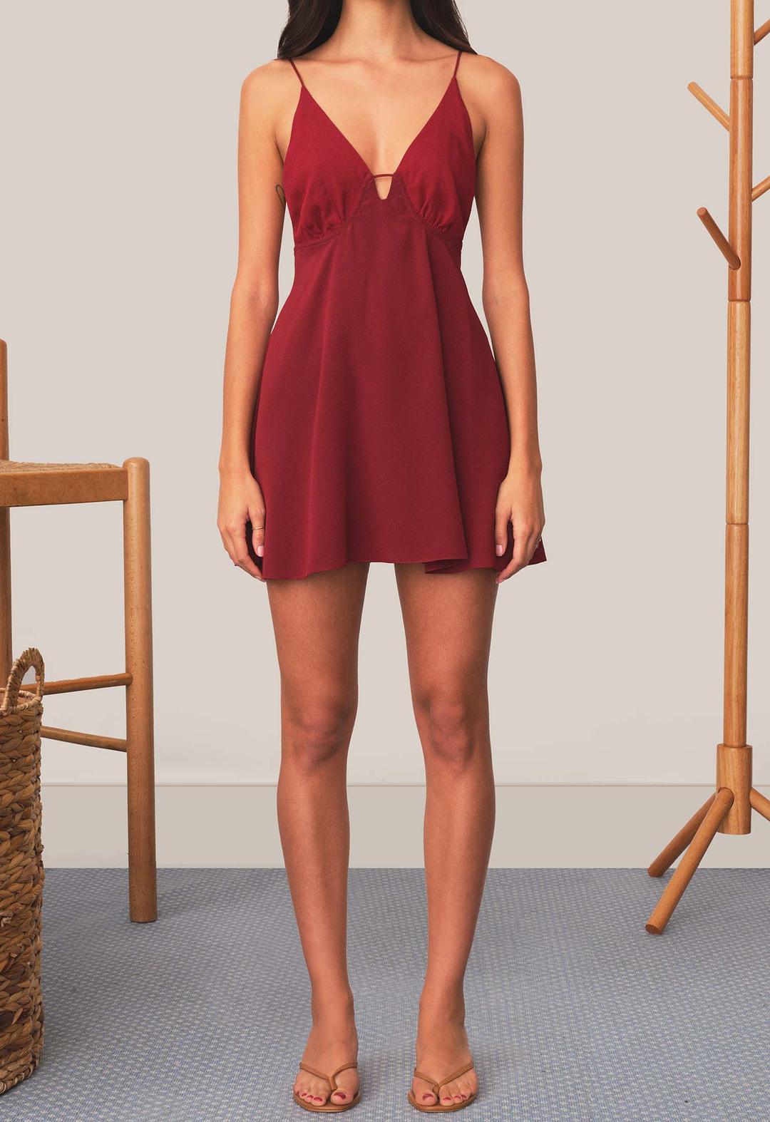 Mini String Dress Wine - XS - 1 unit left