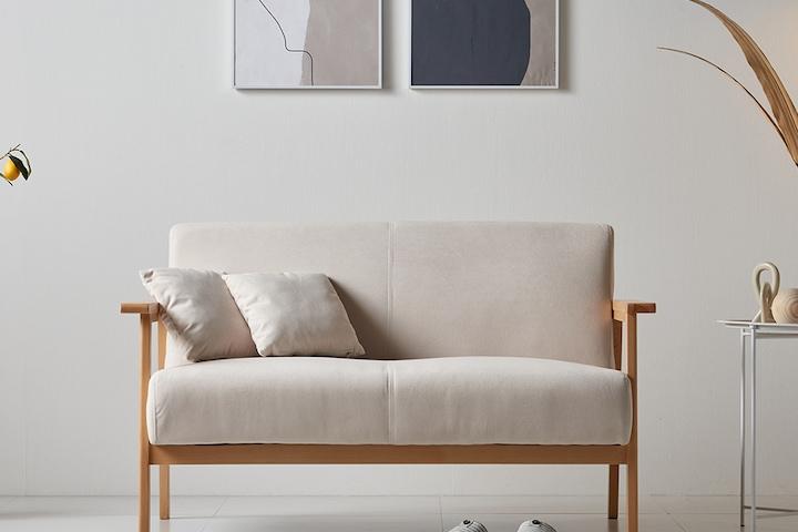 슬로 원목 기능성 아쿠아스웨이드 패브릭/ 에코 가죽 2인 소파