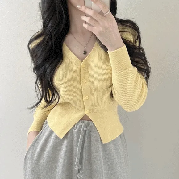 [ 허리강조핏! ] 모나코 하찌 코튼 크롭 니트가디건 (9col)