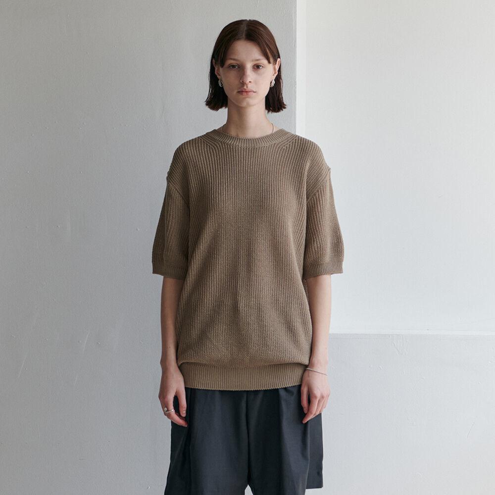 Half Crew Neck knit -  brown
