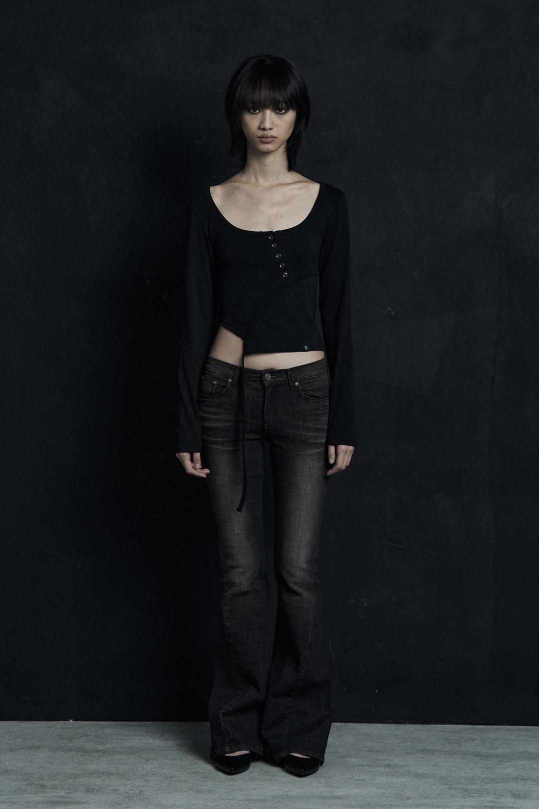 UNBALANCE BUTTON LONG SLEEVE BLACK