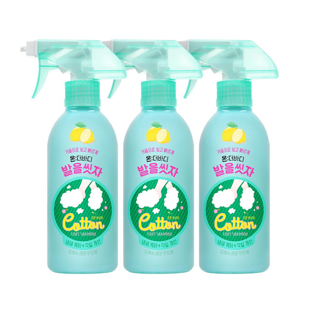 온더바디 코튼풋 발을씻자 풋샴푸 385ml 레몬 3개