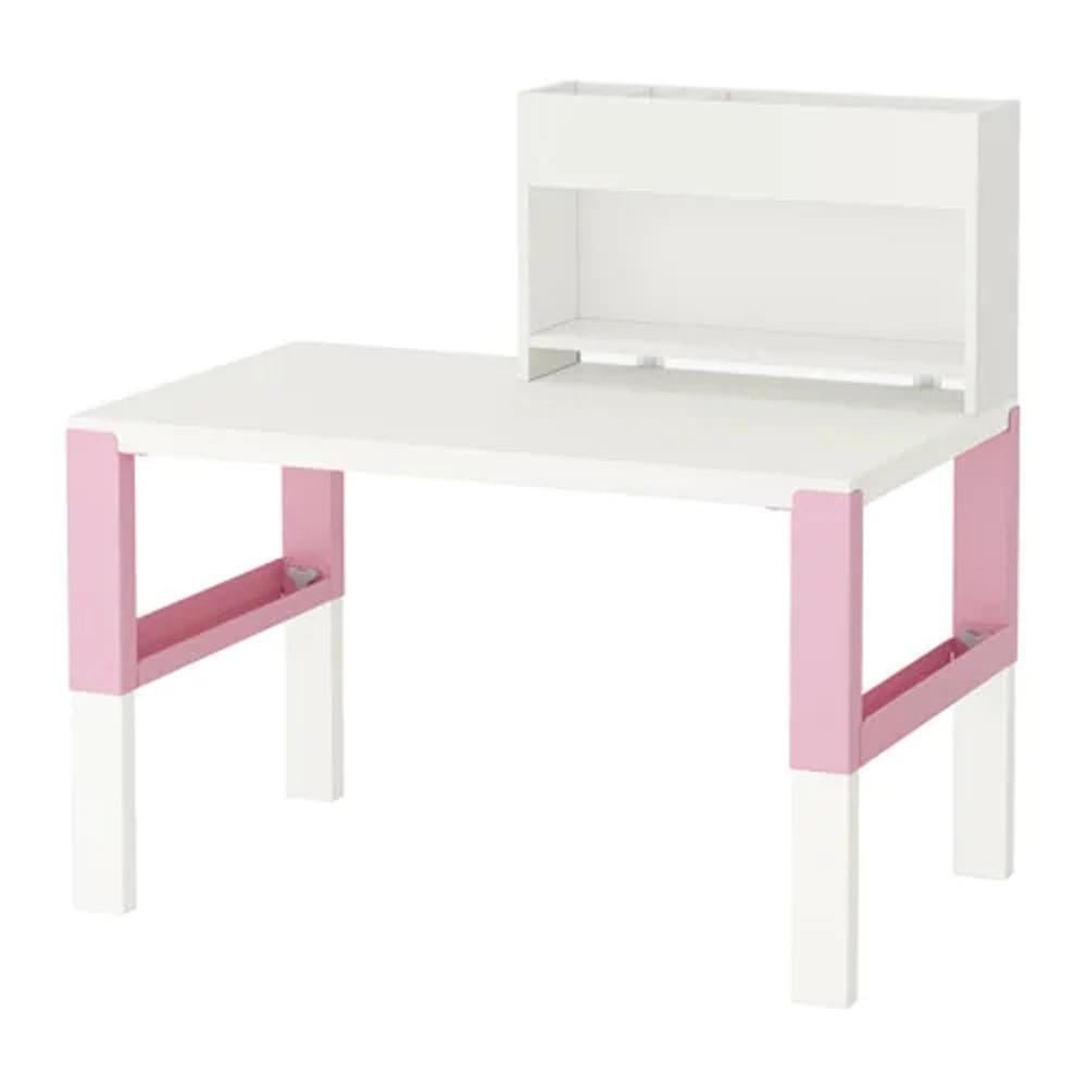 이케아 PÅHL 폴 책상+추가유닛, 화이트, 핑크 96x58cm (792.451.51)