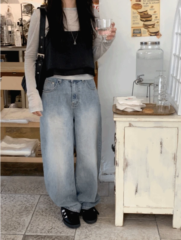 데이스 중청 데님 pants (데일리/베이직/와이드데님/중청데님/봄팬츠)