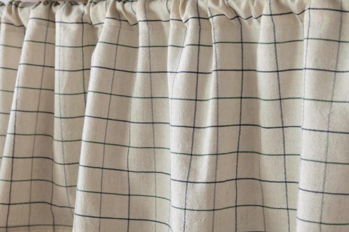 코지 윈도우체크 베이지 바란스커튼 6size 책장 주방 미니 중문 봉집 가리개 가림막 커튼