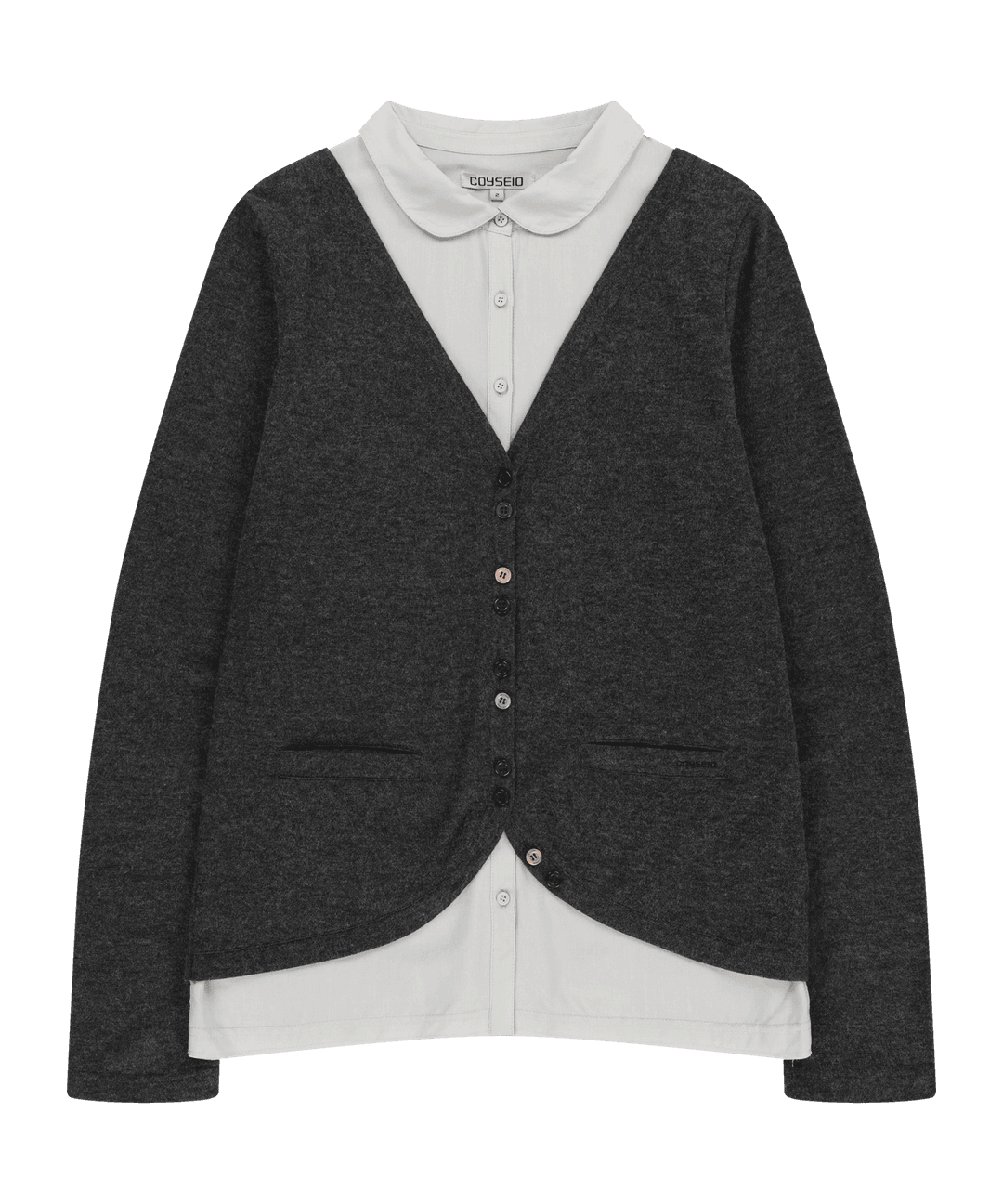 LAYERED SHIRT CARDIGAN DARK GREY
